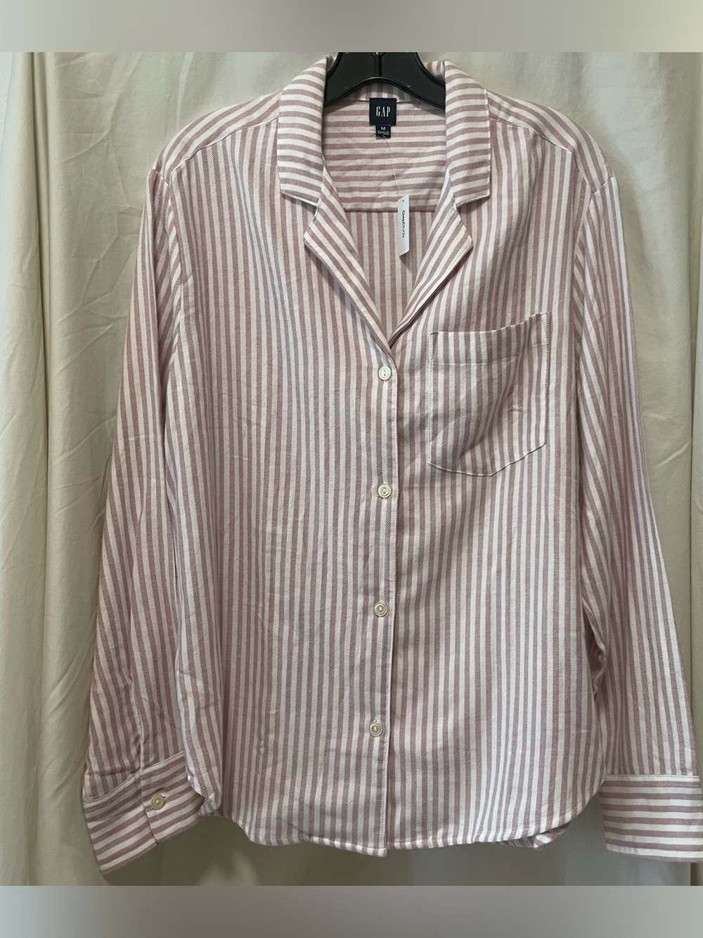 GAP Women’s Pink & White Striped Button-Up Shirt